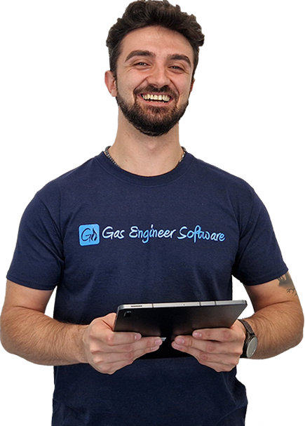 Gas Engineer and Plumber holding a tablet