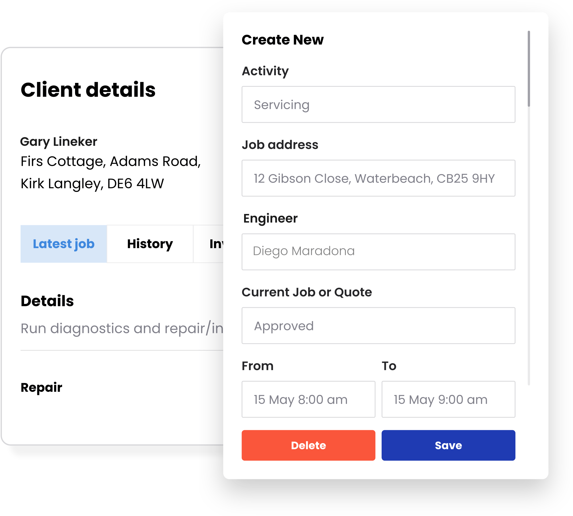 Scheduling Software - Find customer details