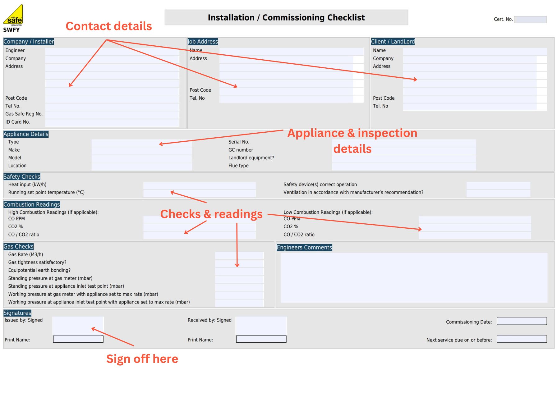 Installation-Commissioning Checklist instructions